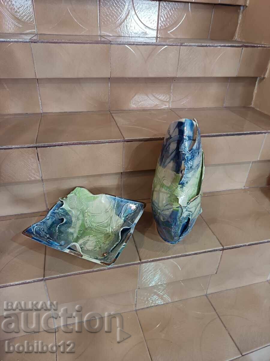 Set ceramică - vază și fructieră - 5