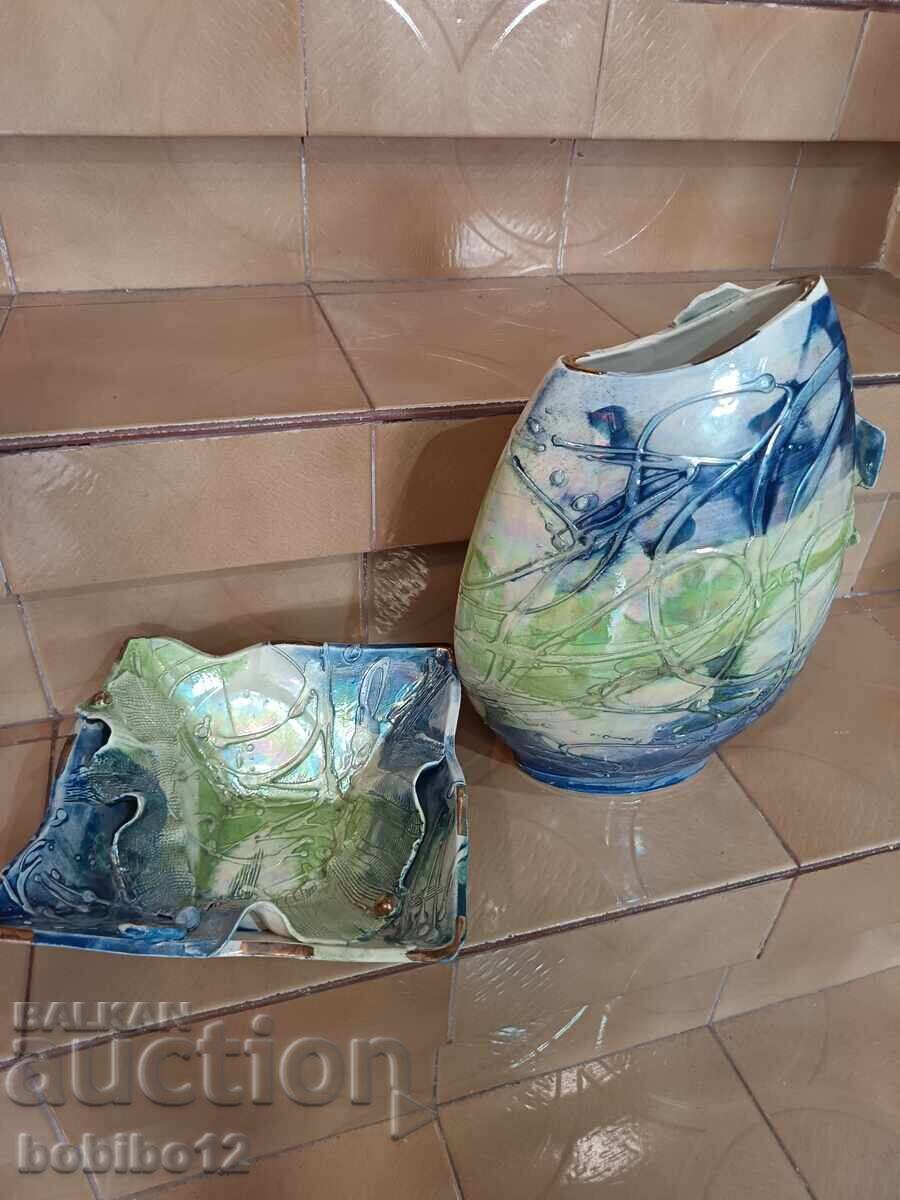 Set ceramică - vază și fructieră - 6