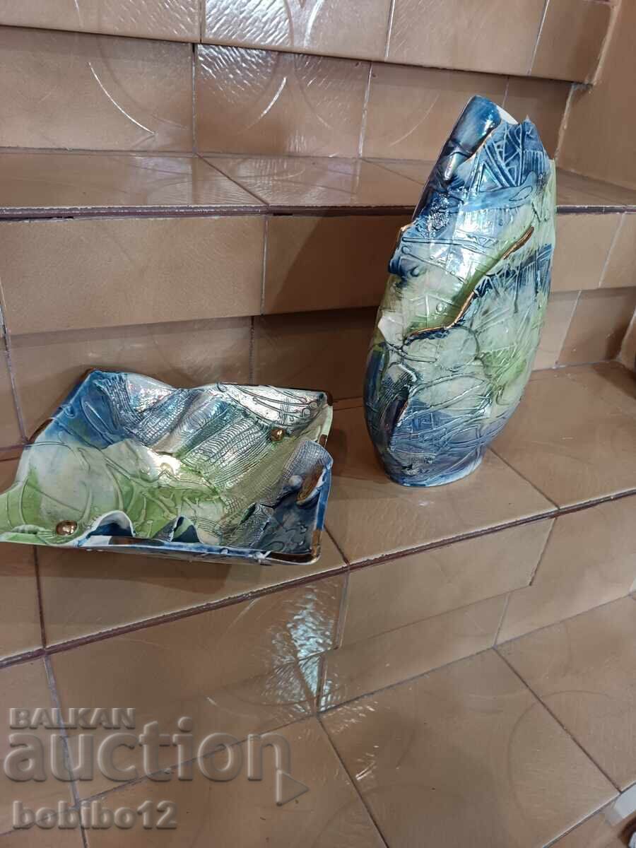 Set ceramică - vază și fructieră - 7