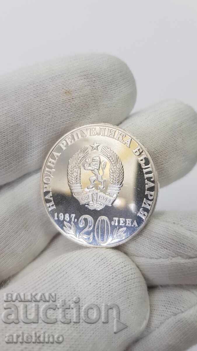 Monedă jubiliară de argint 20 leva 1987 Vasil Levski - 5 Monedă jubiliară de argint 20 leva 1987 Vasil Levski - 5