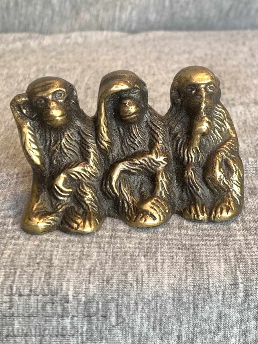 Figurină din alamă „cele trei maimuțe înțelepte”