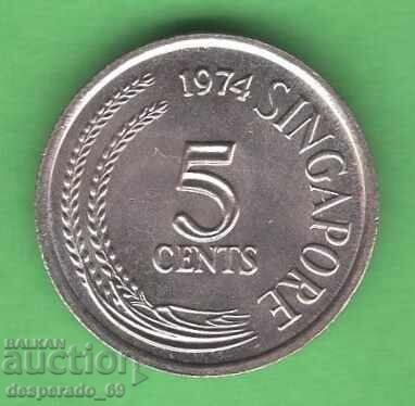 (¯`'•.¸ 5 σεντς 1974 ΣΙΓΚΑΠΟΥΡΗ UNC ¸.•'´¯)