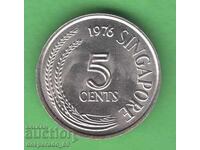 (¯`'•.¸ 5 cenți 1976 SINGAPORE UNC ¸.•'´¯)