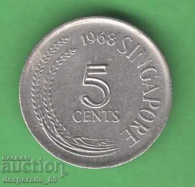 (¯`'•.¸ 5 cenți 1968 SINGAPORE ¸.•'´¯)