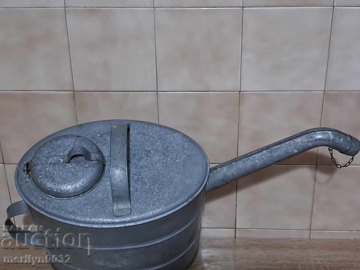 Παλιά μεταλλική ποτιστήρι Σοβιετικής Ένωσης γαλβανισμένο δοχείο, κουβάς, δοχείο - 6