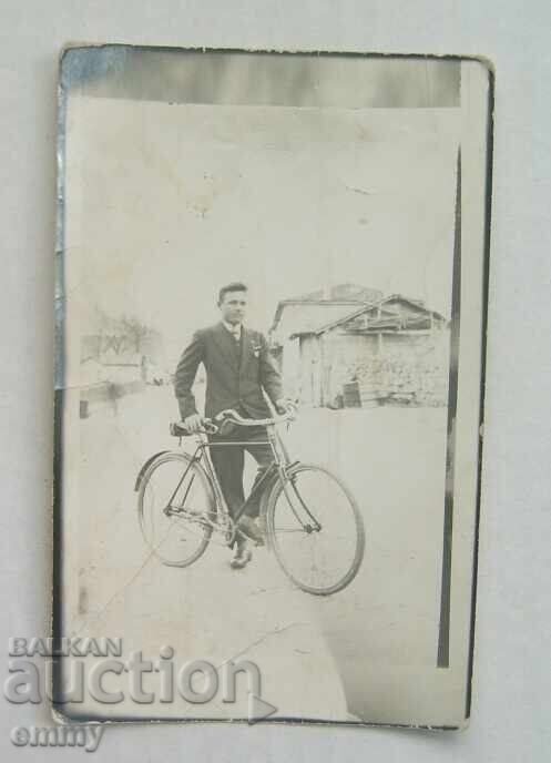 Photograph - man with a bicycle, 1932
