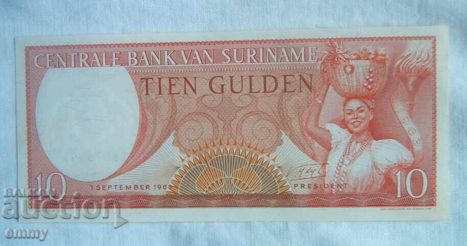 Bancnotă Surinam, 10 guldeni, 1963