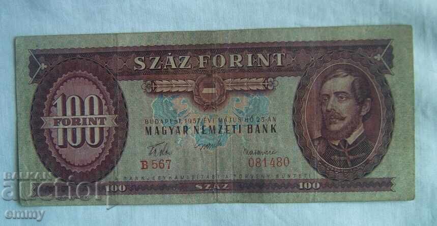 Τραπεζογραμμάτιο Ουγγαρίας - 100 forint, 1957