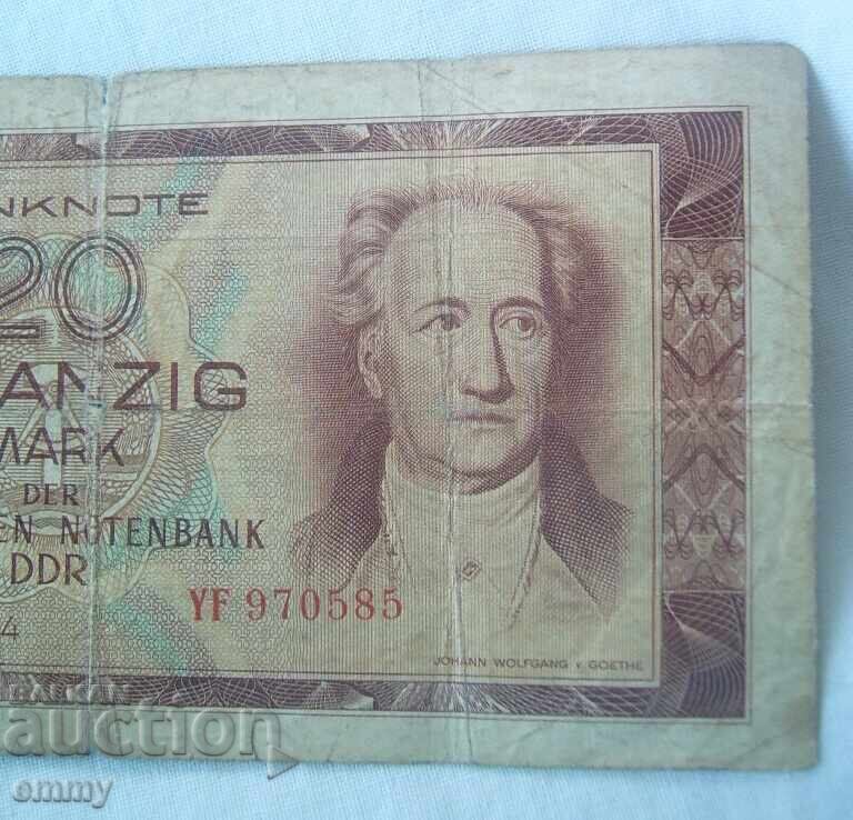 Licitație Bancnotă Germania RDG - 20 mărci, 1964 Licitație Bancnotă Germania RDG - 20 mărci, 1964