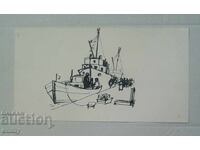 Σχέδιο με σινική μελάνη - βάρκα