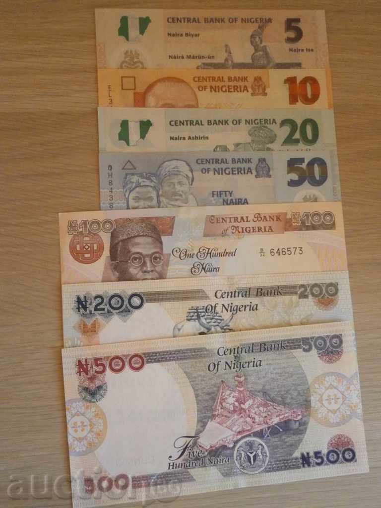 Lotul de 5,10,20,50,100 și 500 naira-Nigeria preț nou
