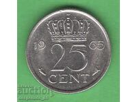 (¯`'•.¸ 25 cenți 1965 OLANDA ¸.•'´¯)