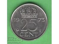 (¯`'•.¸ 25 cenți 1973 OLANDA ¸.•'´¯)