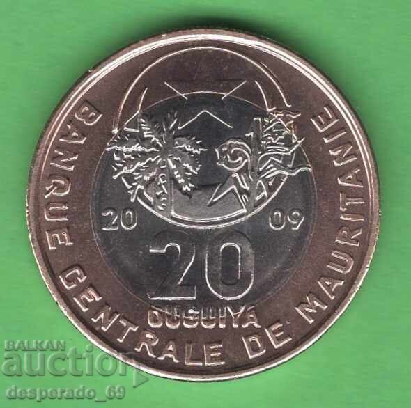 (¯`'•.¸ 20 Ouguiya 2009 MAURITANIA UNC ¸.•'´¯)