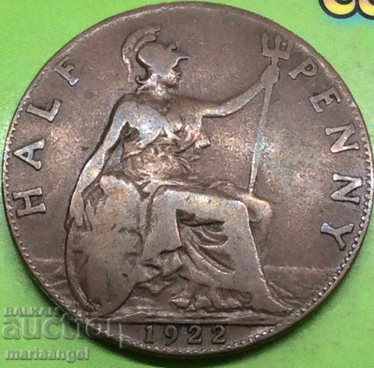 Marea Britanie 1/2 Penny 1922 Bronz