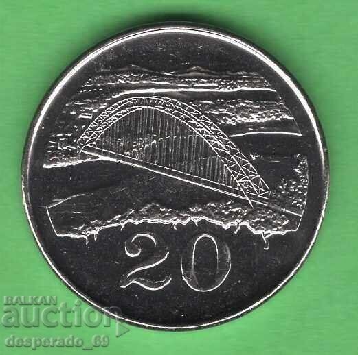 (¯`'•.¸ 20 cents 2002 ZIMBABWE UNC- ¸.•'´¯)