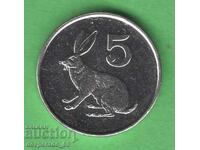 (¯`'•.¸ 5 cenți 1990 ZIMBABWE aUNC ¸.•'´¯)
