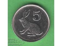 (¯`'•.¸ 5 cenți 1995 ZIMBABWE aUNC ¸.•'´¯)