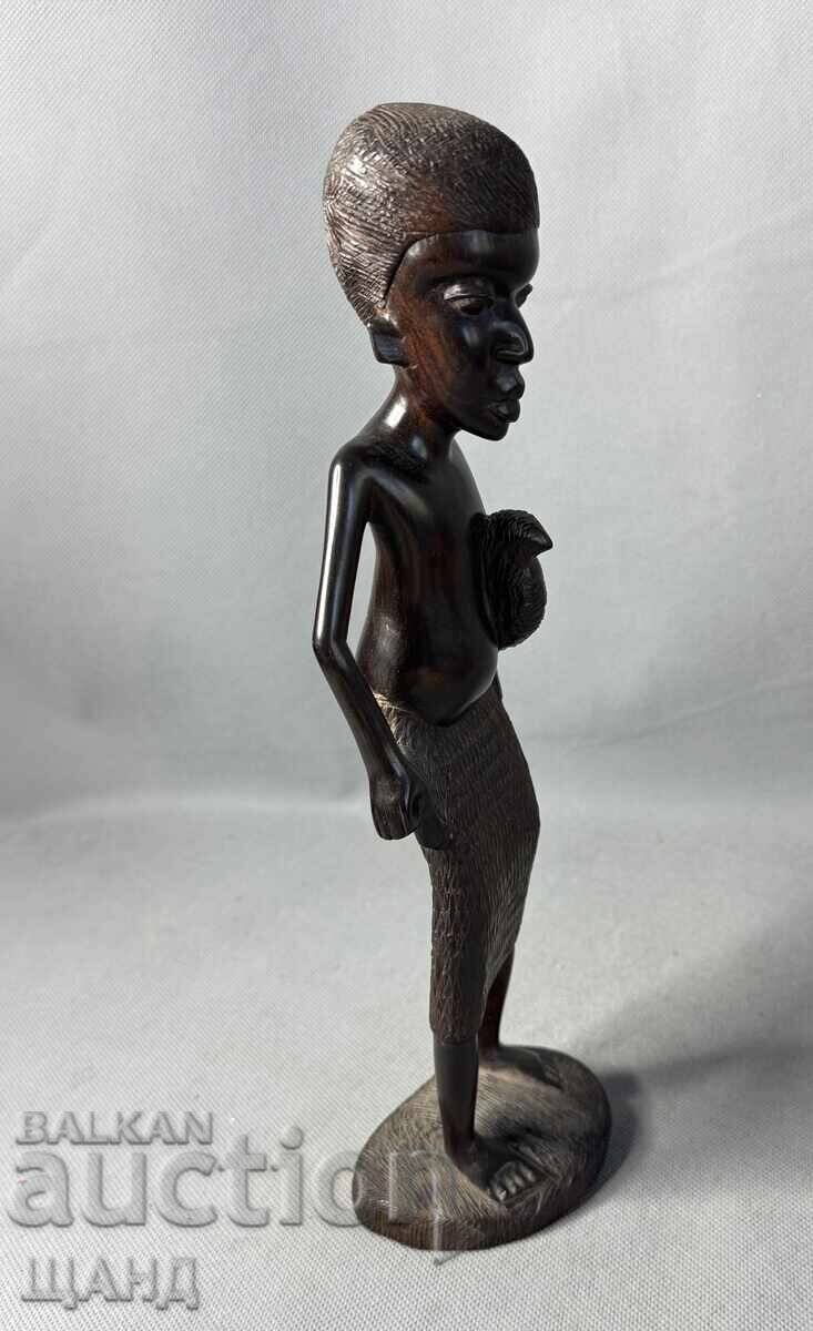 Licitație Statuetă africană veche lucrată manual din abanos 28 cm