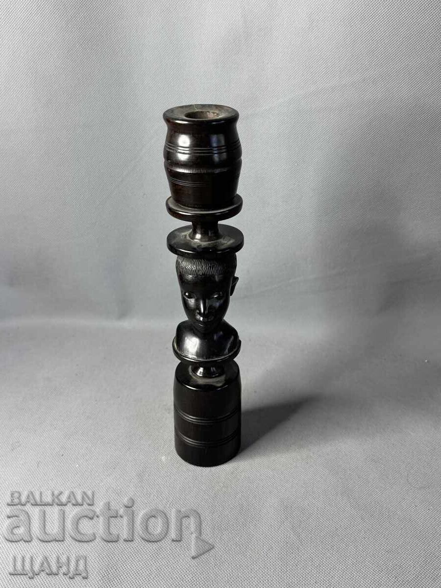 Statuetă africană veche lucrată manual din abanos 26 cm