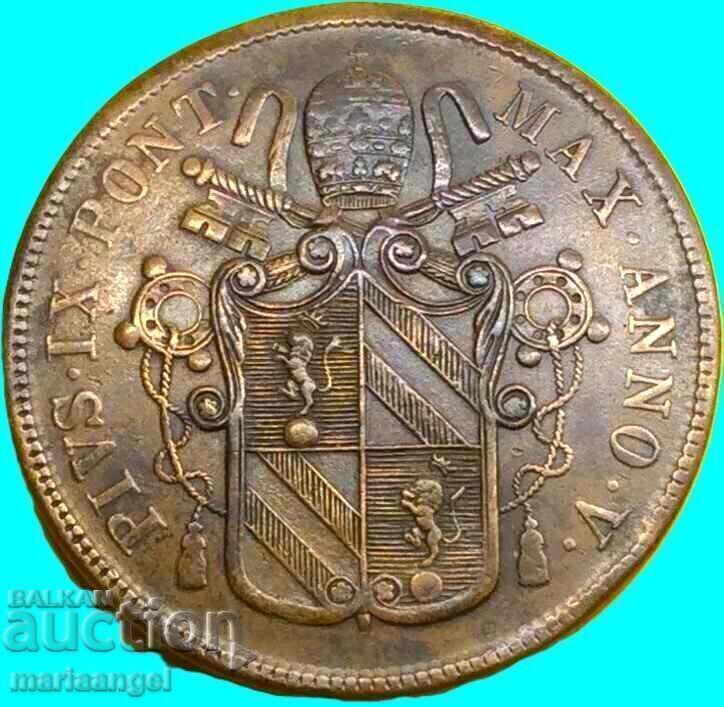 Livrarea 5 baiocchi 1851 Vatican 40mm 40,95g Pius IX bronz Livrarea 5 baiocchi 1851 Vatican 40mm 40,95g Pius IX bronz