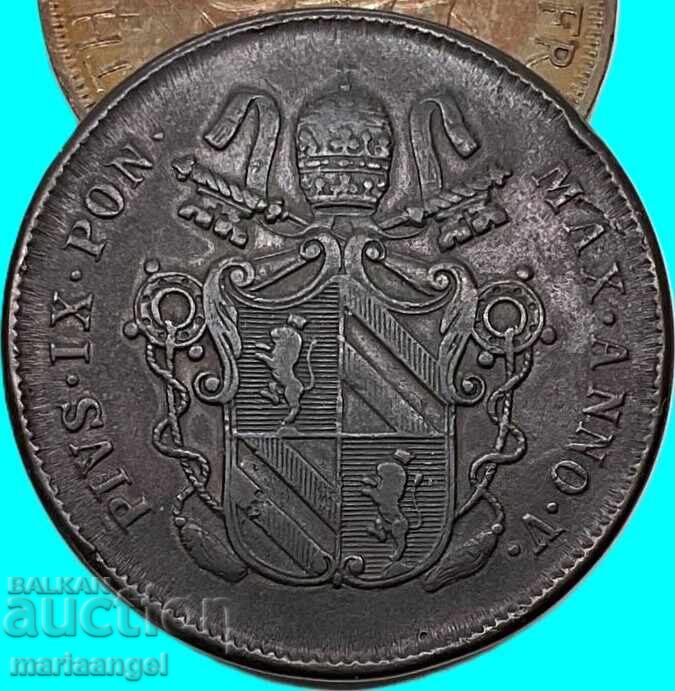2 baiocchi 1851 Vatican Pius IX 20g 35mm bronz - 5 2 baiocchi 1851 Vatican Pius IX 20g 35mm bronz - 5