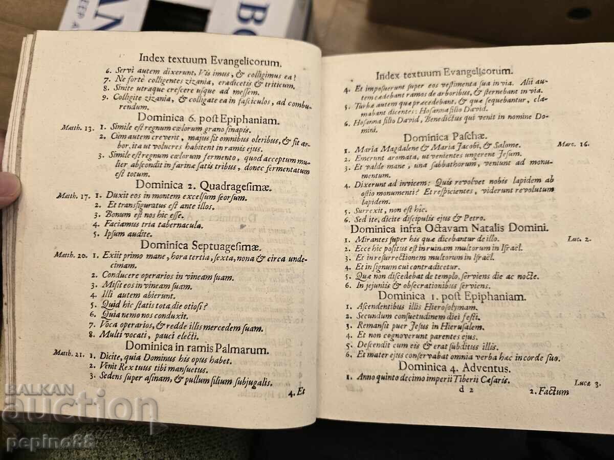 Auction  Old book 1730 Promptuarium Morale Evangelia Dominicalia