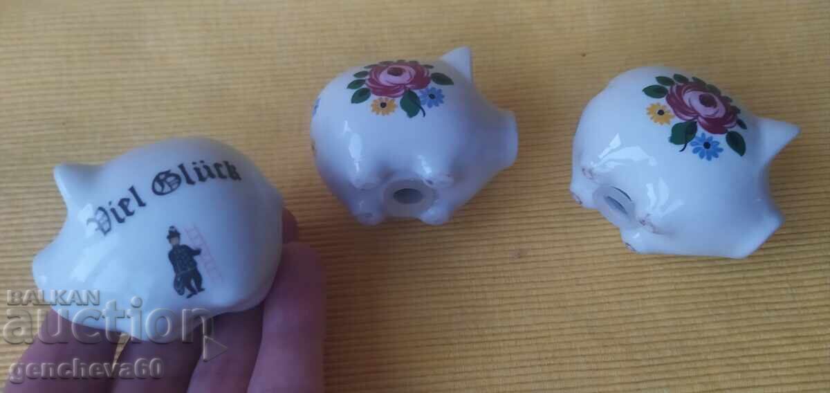 Trei purceluși din porțelan vintage - 5