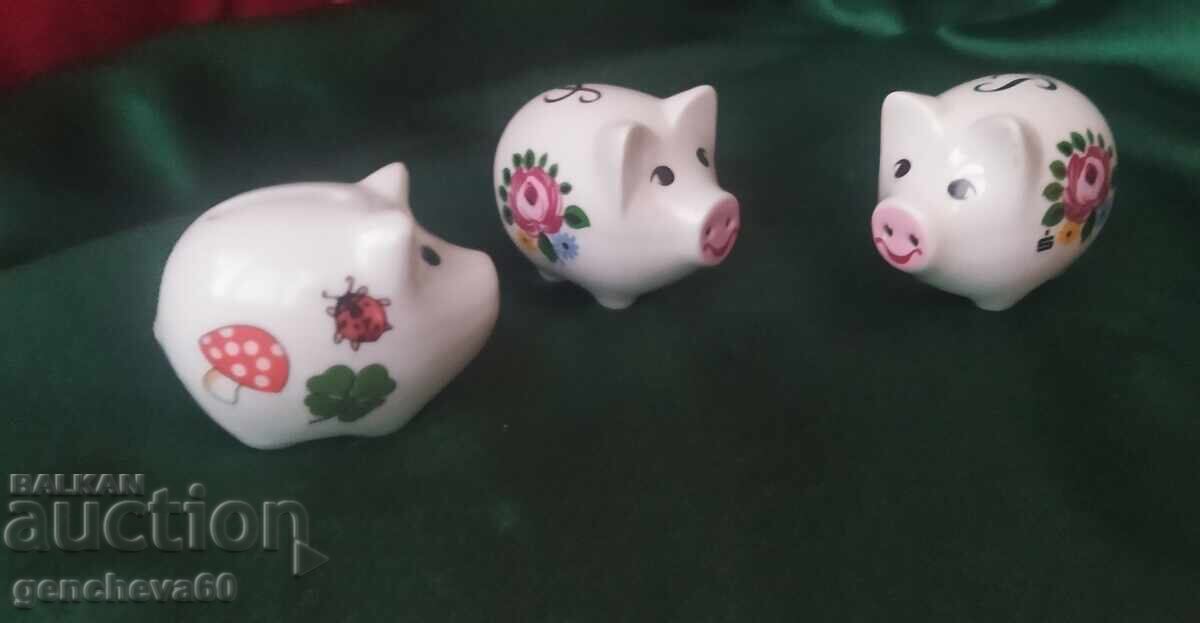 Trei purceluși din porțelan vintage