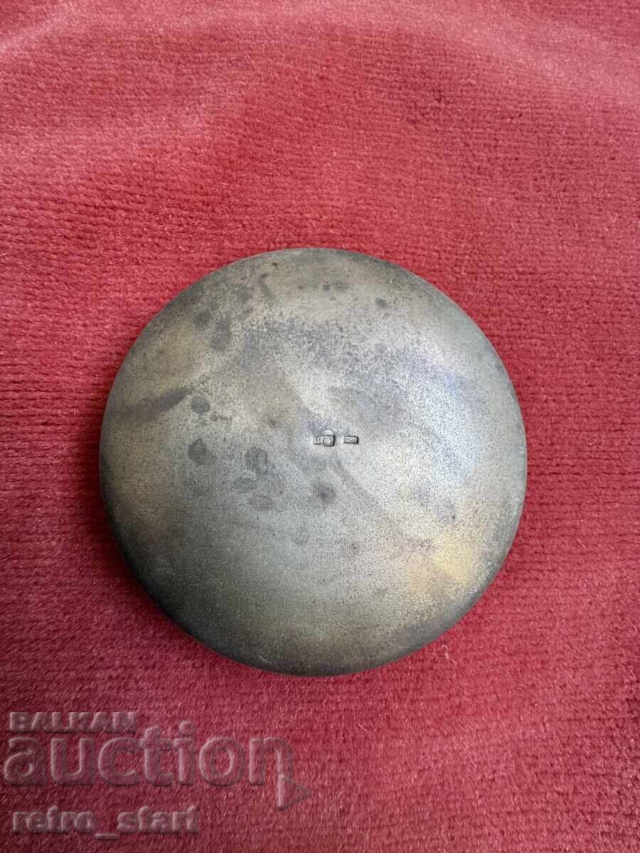 Pudrieră sovietică din argint cu oglindă, titlu 875 - 7