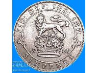 6 пенса 1921 Великобритания Джордж V сребро