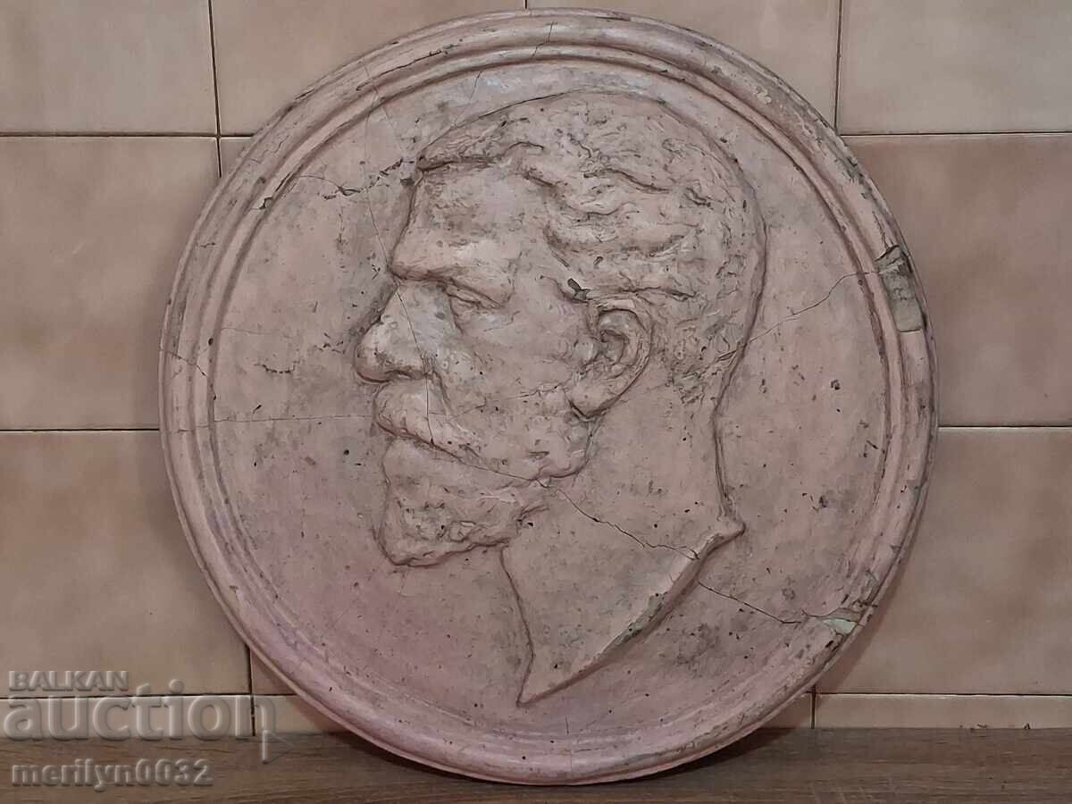 Basorelief vechi din ghips, Prințul Battenberg, figură, panou, ORIGINAL Basorelief vechi din ghips, Prințul Battenberg, figură, panou, ORIGINAL