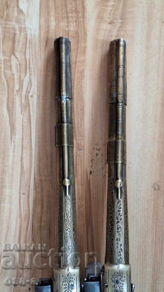 Pereche de pistoale cu cremene, pistoale cu țeavă ghintuită, revolver, pistol - 5