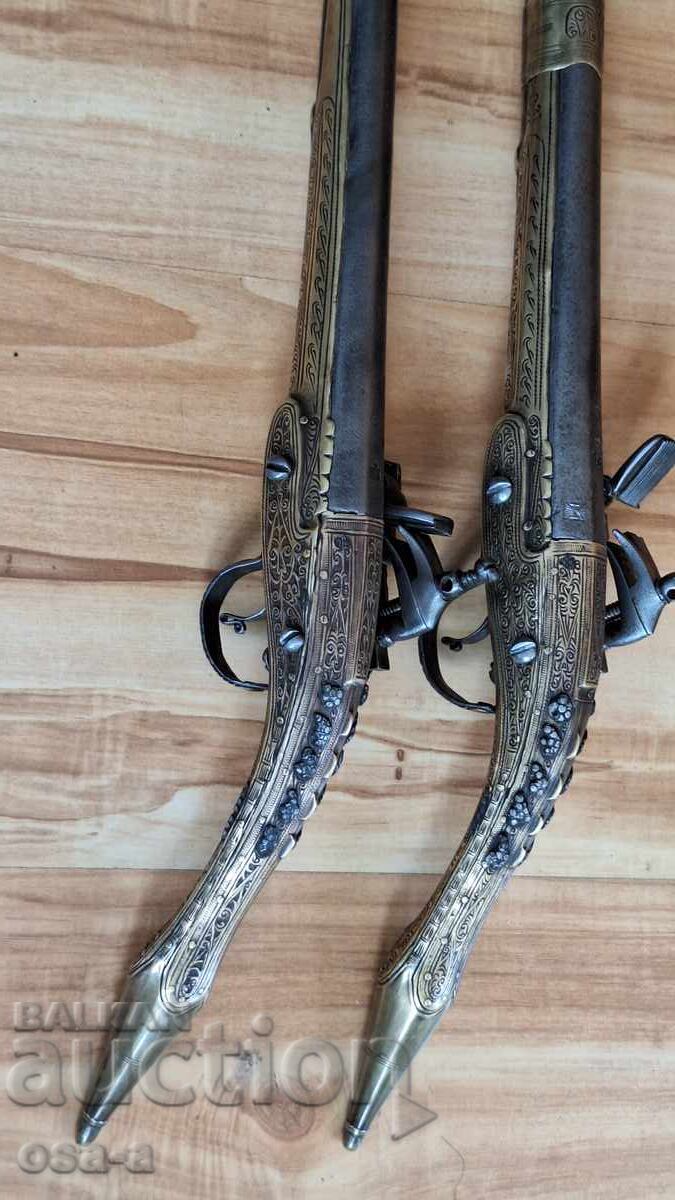 Pereche de pistoale cu cremene, pistoale cu țeavă ghintuită, revolver, pistol - 6