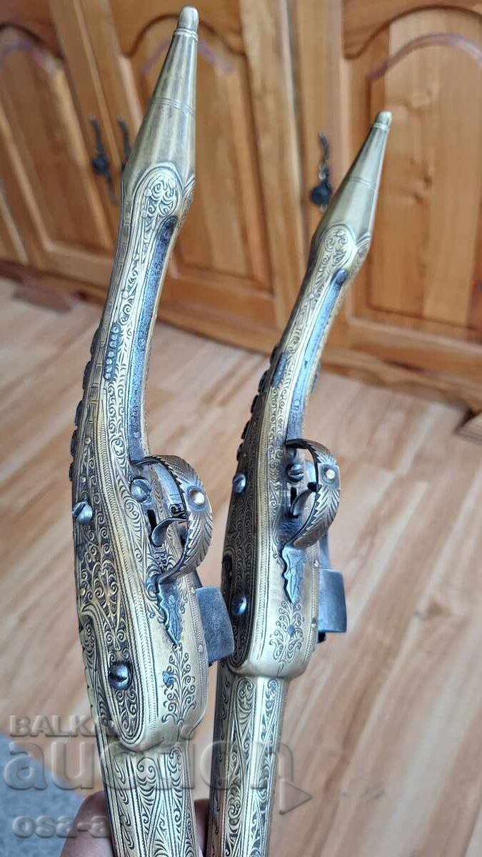 Pereche de pistoale cu cremene, pistoale cu țeavă ghintuită, revolver, pistol - 11