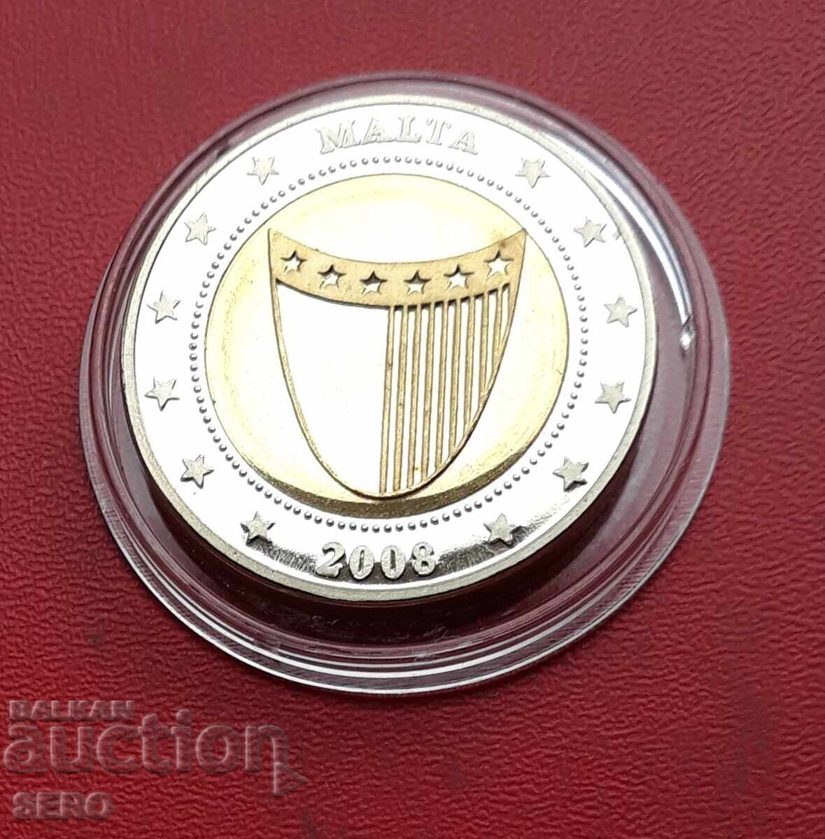 Medal-Malta-adoption of the euro 2008 with price € 0.70 | 1.37 BGN