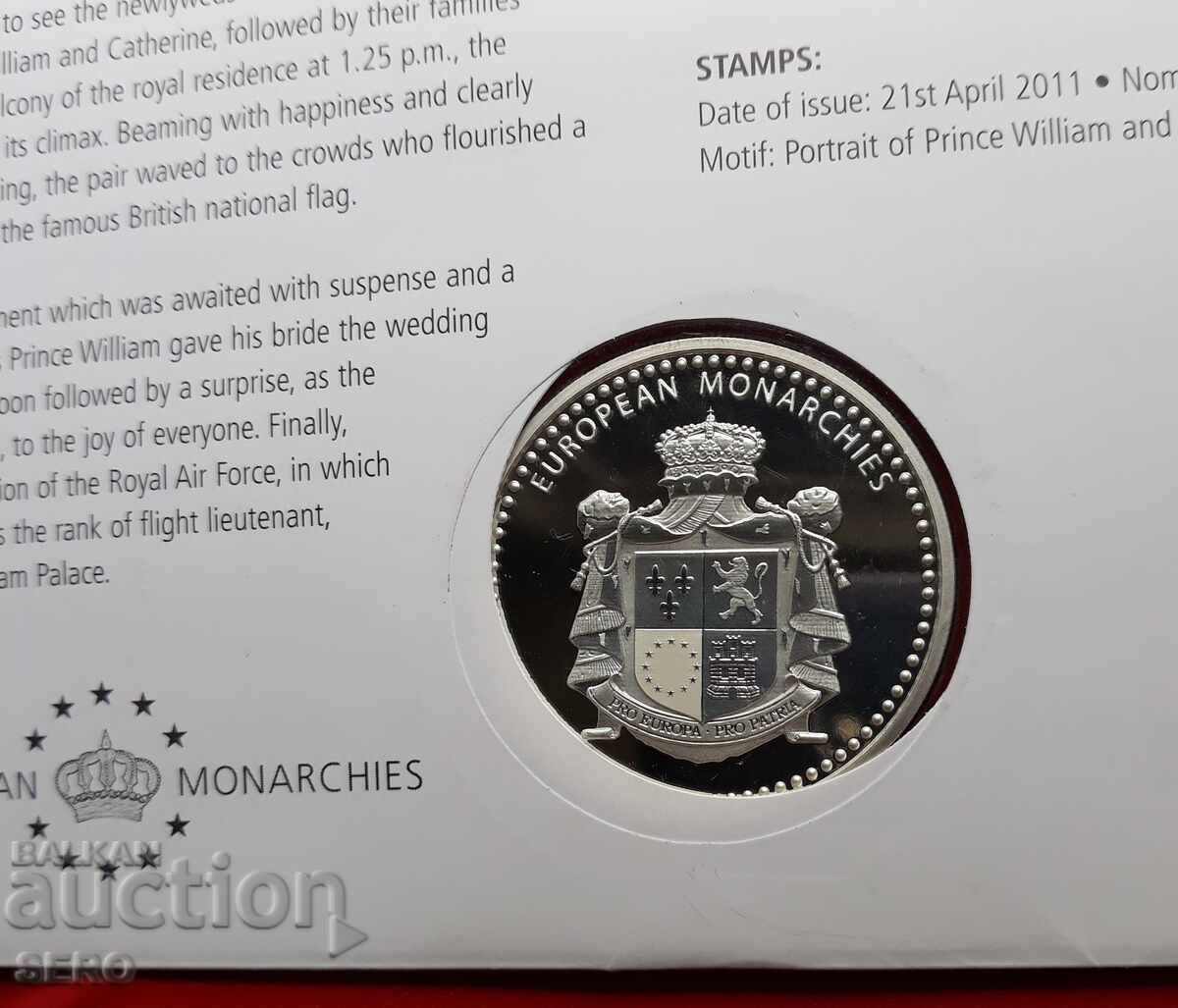 Delivery of UK - "Royal Wedding" medal and postage stamp in a commemorative envelope