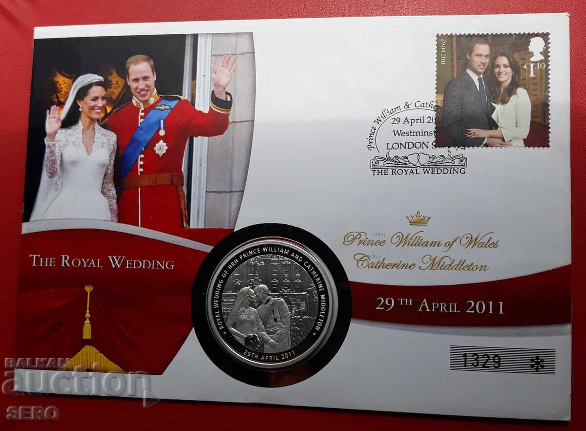 UK - "Royal Wedding" medal and postage stamp in a commemorative envelope