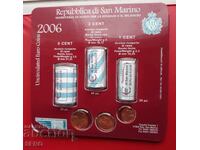 Сан Марино-комплект 3 фишека по 1,2 и 5 цента 2006