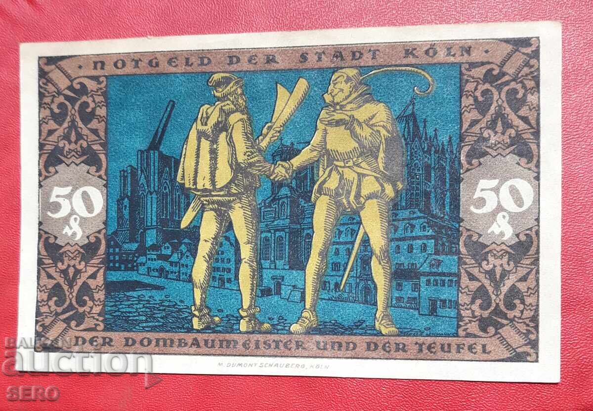 Банкнота-Германия-С.Рейн-Вестфалия-Кьолн-50 пфенига 1922