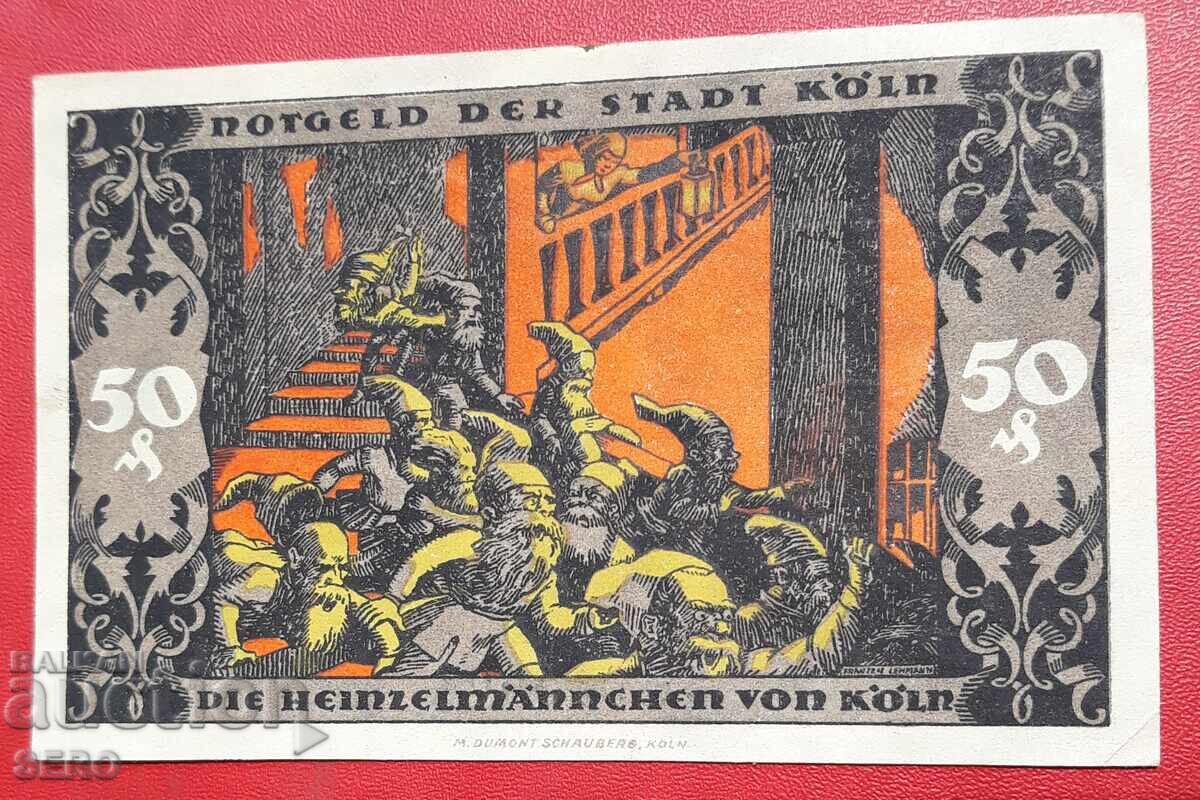 Банкнота-Германия-С.Рейн-Вестфалия-Кьолн-50 пфенига 1922