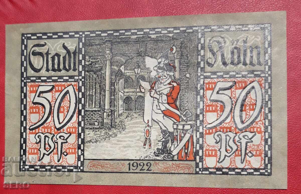 Банкнота-Германия-С.Рейн-Вестфалия-Кьолн-50 пфенига 1922