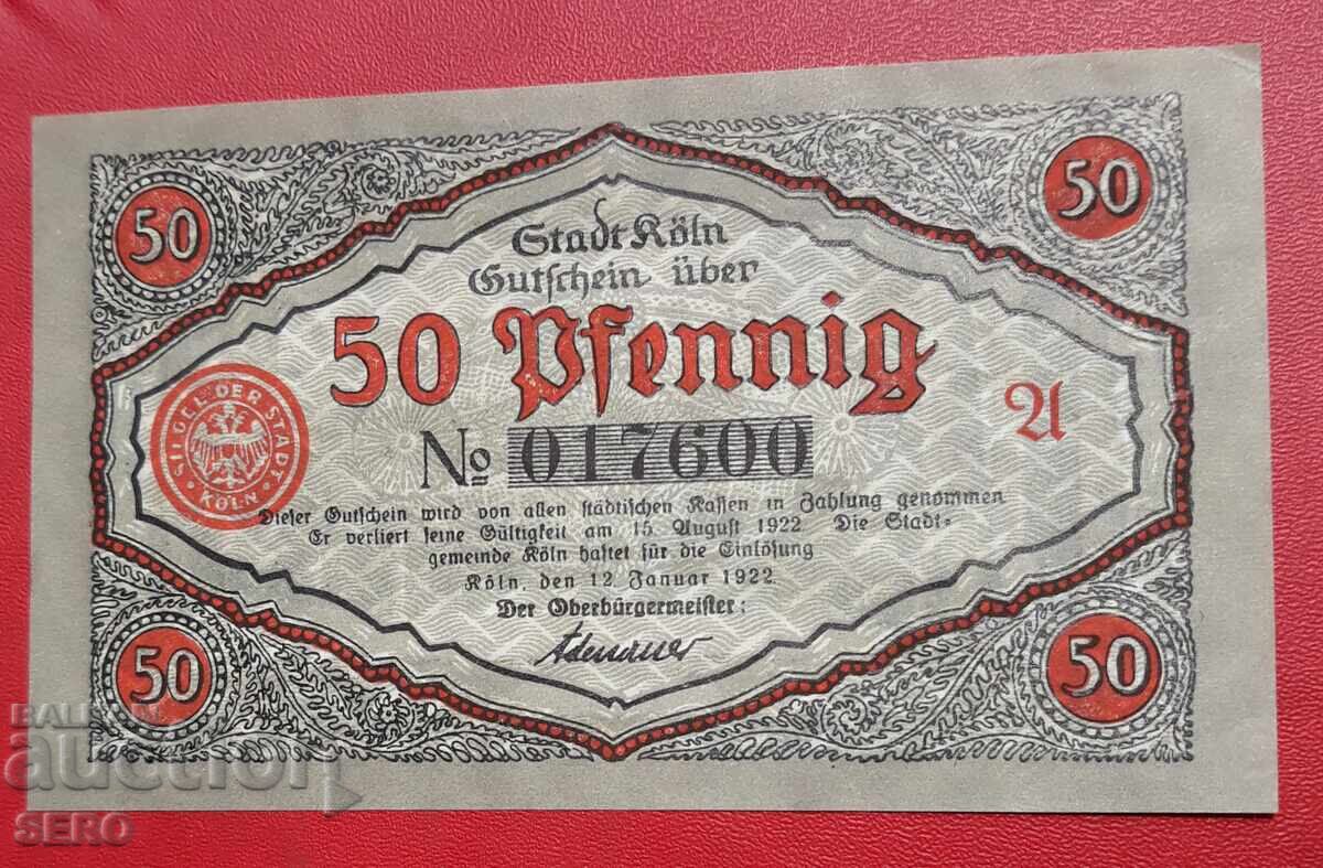 τραπεζογραμμάτιο-Γερμανία-S.Rhine-Westphalia-Cologne-50 Pfennig 1922 με τιμή € 1.01 | 1.98 BGN