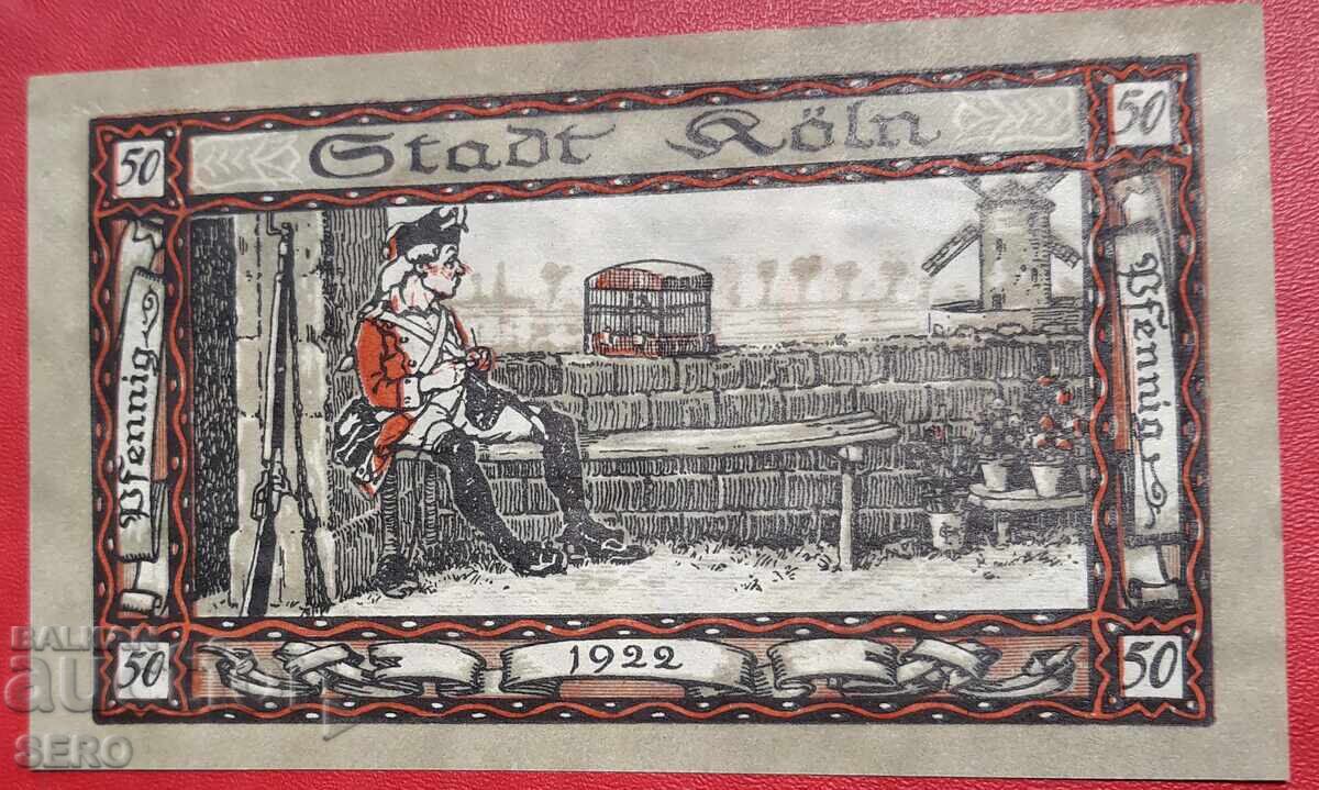 τραπεζογραμμάτιο-Γερμανία-S.Rhine-Westphalia-Cologne-50 Pfennig 1922