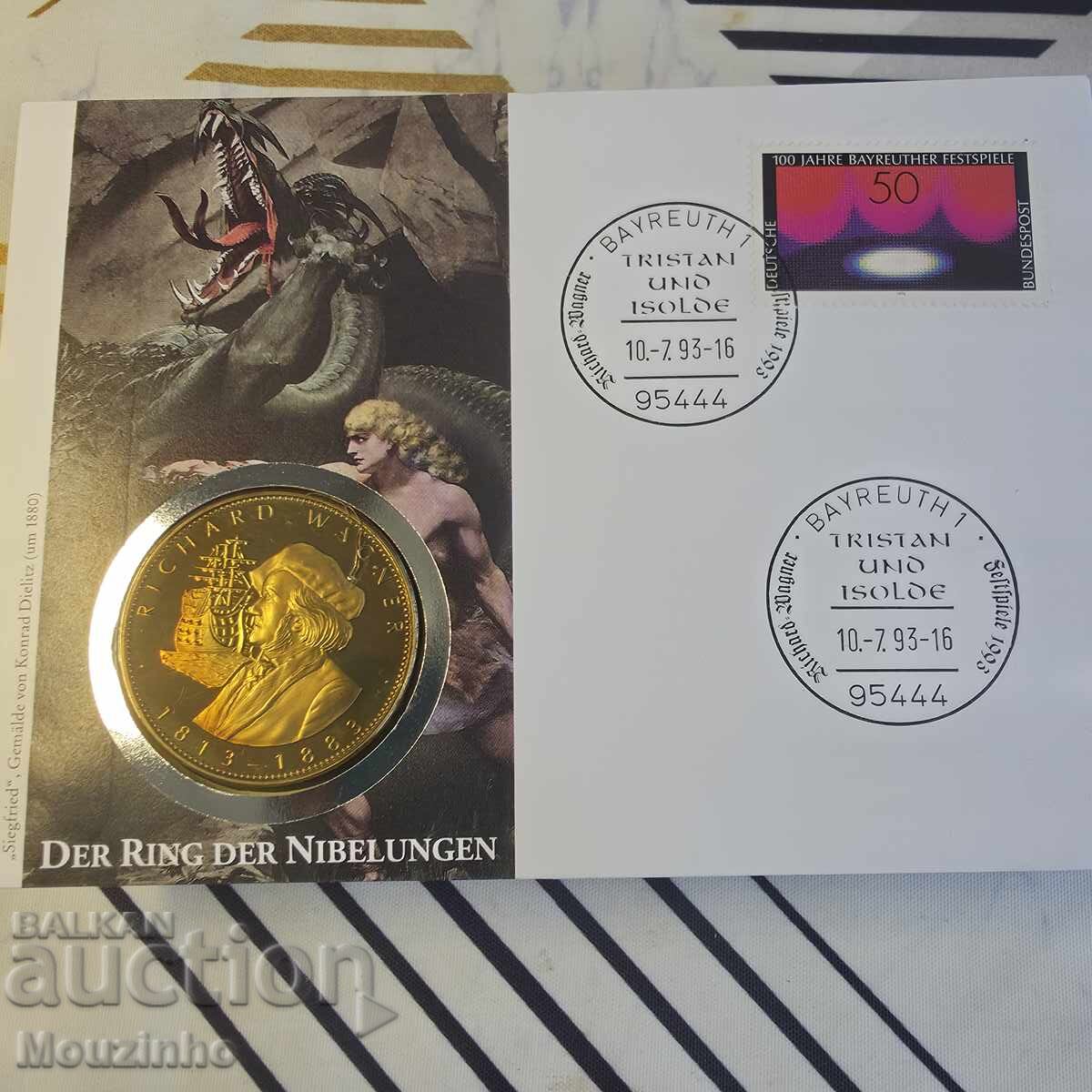 Numismatic envelope with Richard Wagner coin Numismatic envelope with Richard Wagner coin