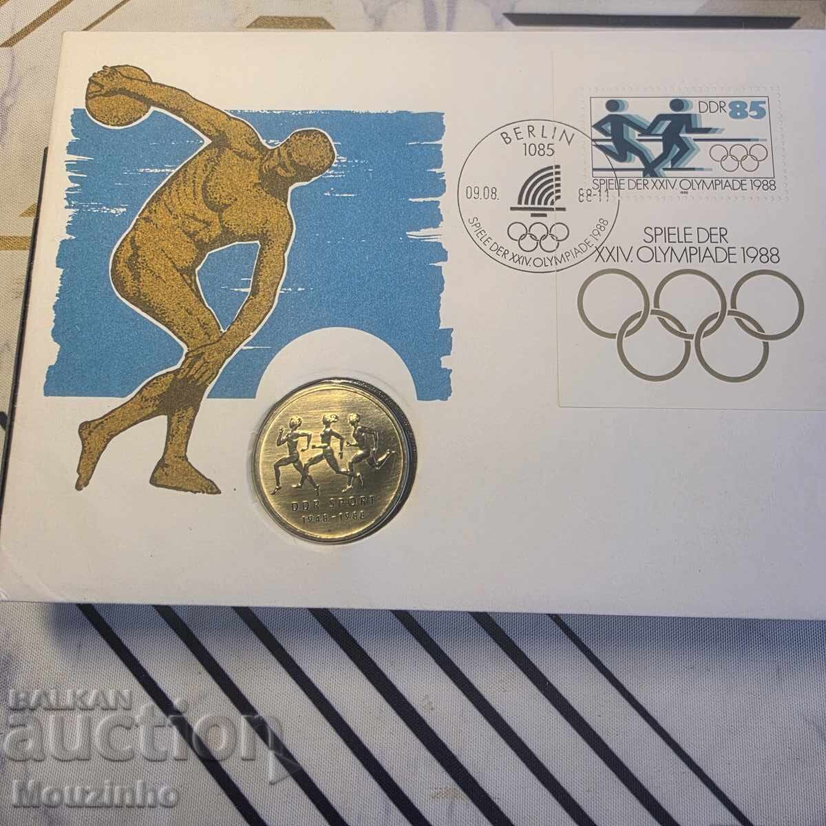 Plic numismatic cu monedă 10 Mark DDR Sport