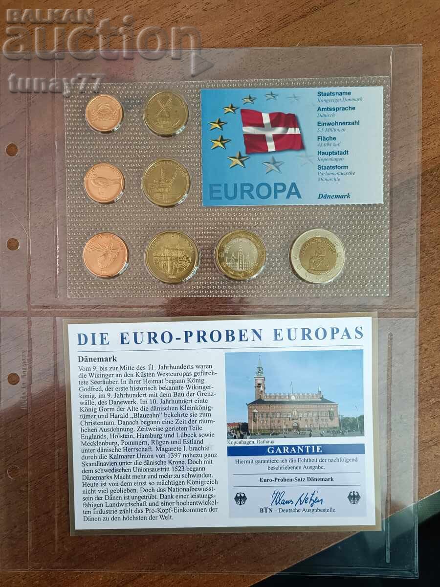 Numismatic set with Danish euro trial coins