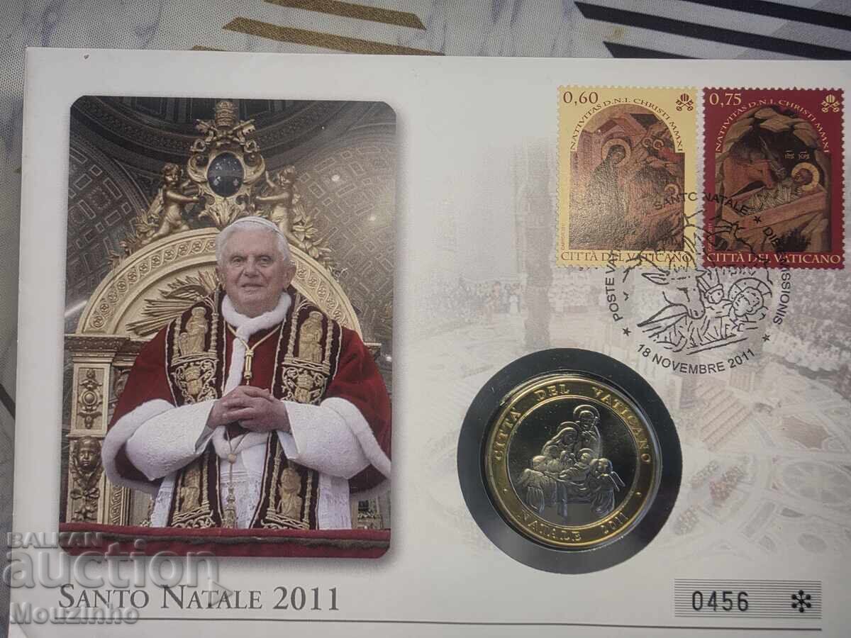 Numismatic envelope with Santo Natale 2011 coin