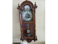 Long oak clock hand-painted dial