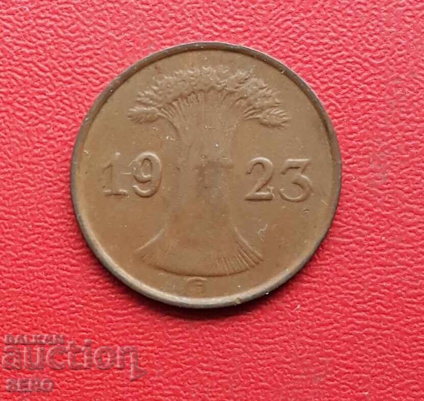 Γερμανία-1 pfennig 1923 G-Karlsruhe-σπάνια χρονιά και μέντα